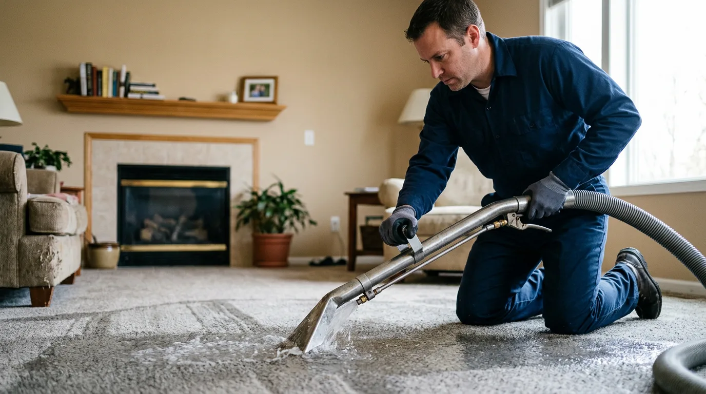 Water damage restoration technician working near Noble, LA